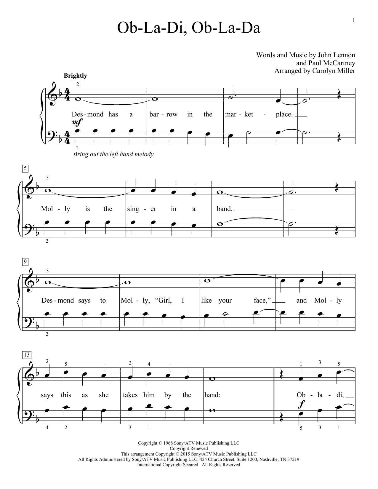 Produktbild zu: Ob-La-Di, Ob-La-Da (arr. Carolyn Miller)