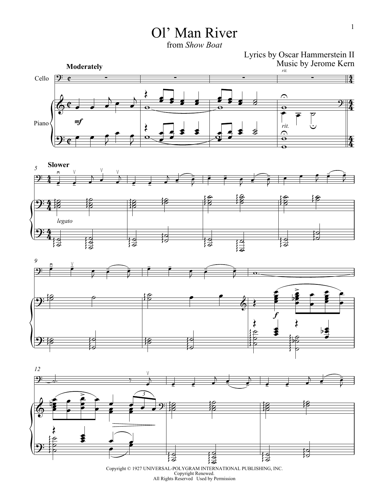 Produktgalerie: Seite 1 von 1 Ol' Man River (from Show Boat), Jerome Kern, Klavier, Violoncello