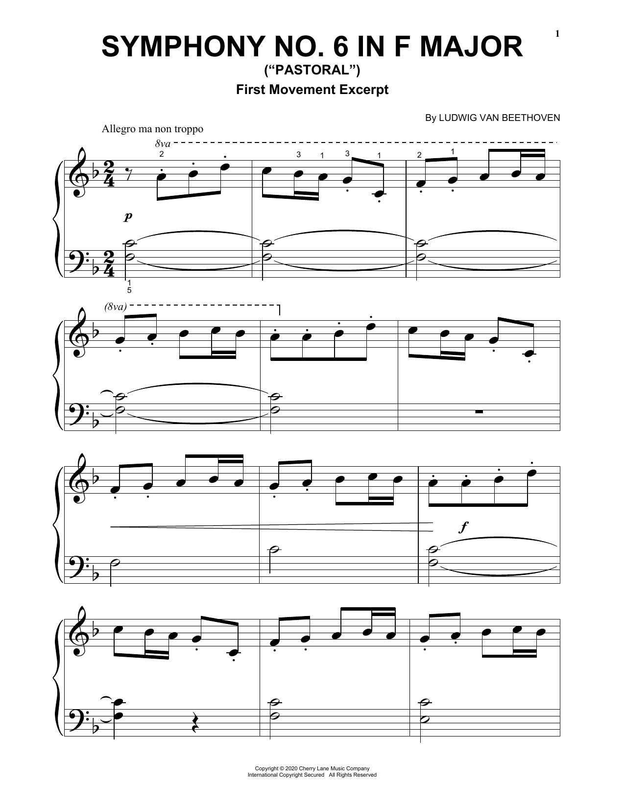 Product gallery: Page 1 of 1 Symphony No. 6 In F Major ("Pastoral"), First Movement Excerpt, Ludwig Van Beethoven