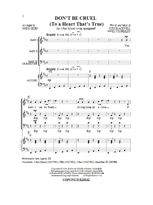 Produktgalerie: Seite 1 von 1 Don't Be Cruel (To A Heart That's True), Otis Blackwell, Chor