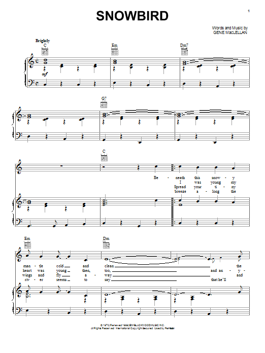 Produktgalerie: Seite 1 von 1 Snowbird, Anne Murray, Gesang, Gitarre, Klavier