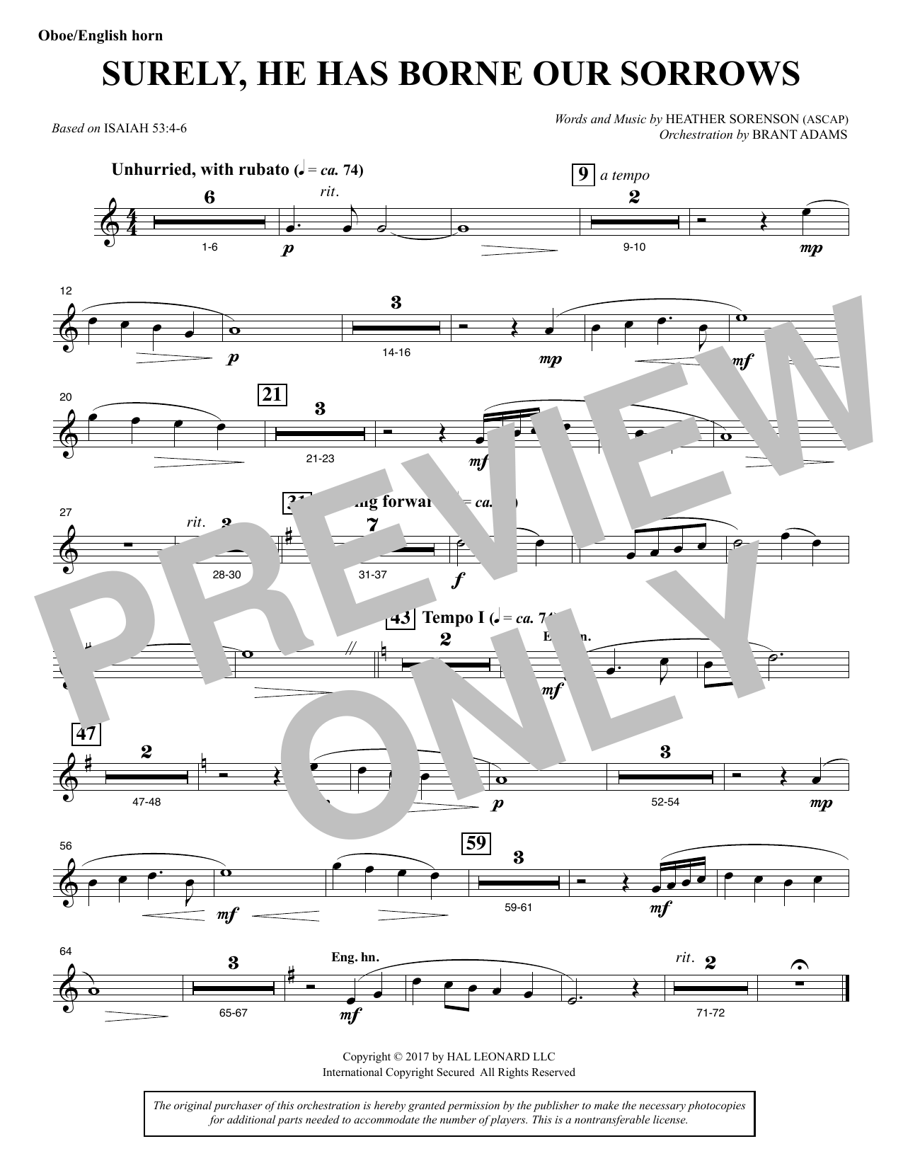 Product picture to: Surely, He Has Borne Our Sorrows - Oboe/English Horn