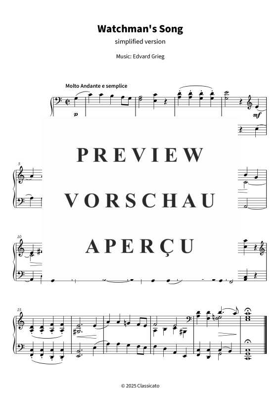 Produktgalerie: Seite 5 von 5 Watchman´s Song - simplified version, , Klavier Solo