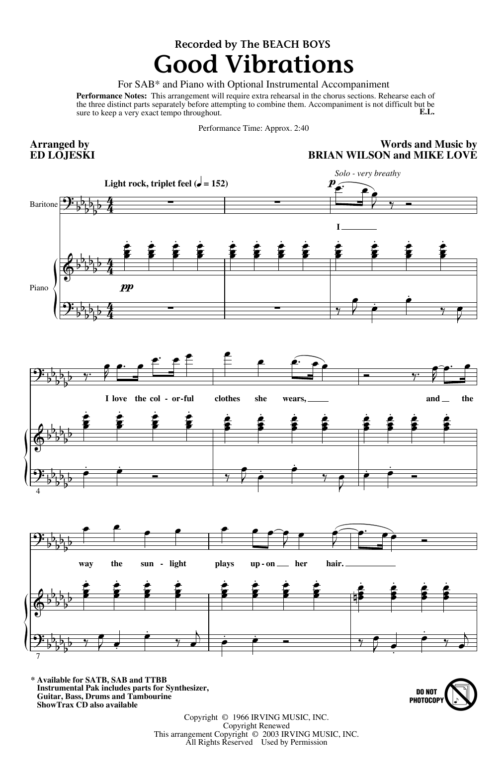 Produktbild zu: Good Vibrations (arr. Ed Lojeski)