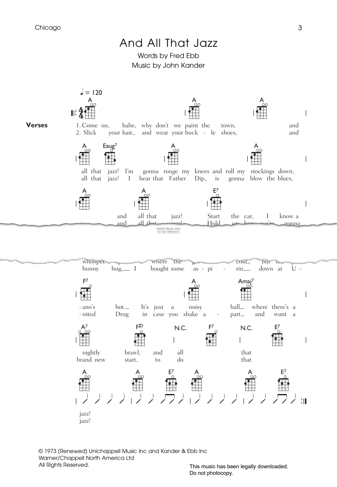 Product gallery: Page 1 of 1 And All That Jazz (from 'Chicago'), John Kander