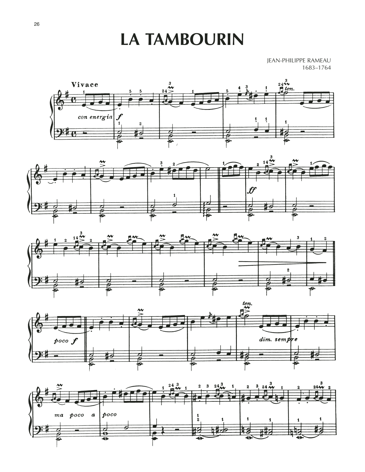 Product gallery: Page 1 of 1 La Tambourin, Jean-Philippe Rameau