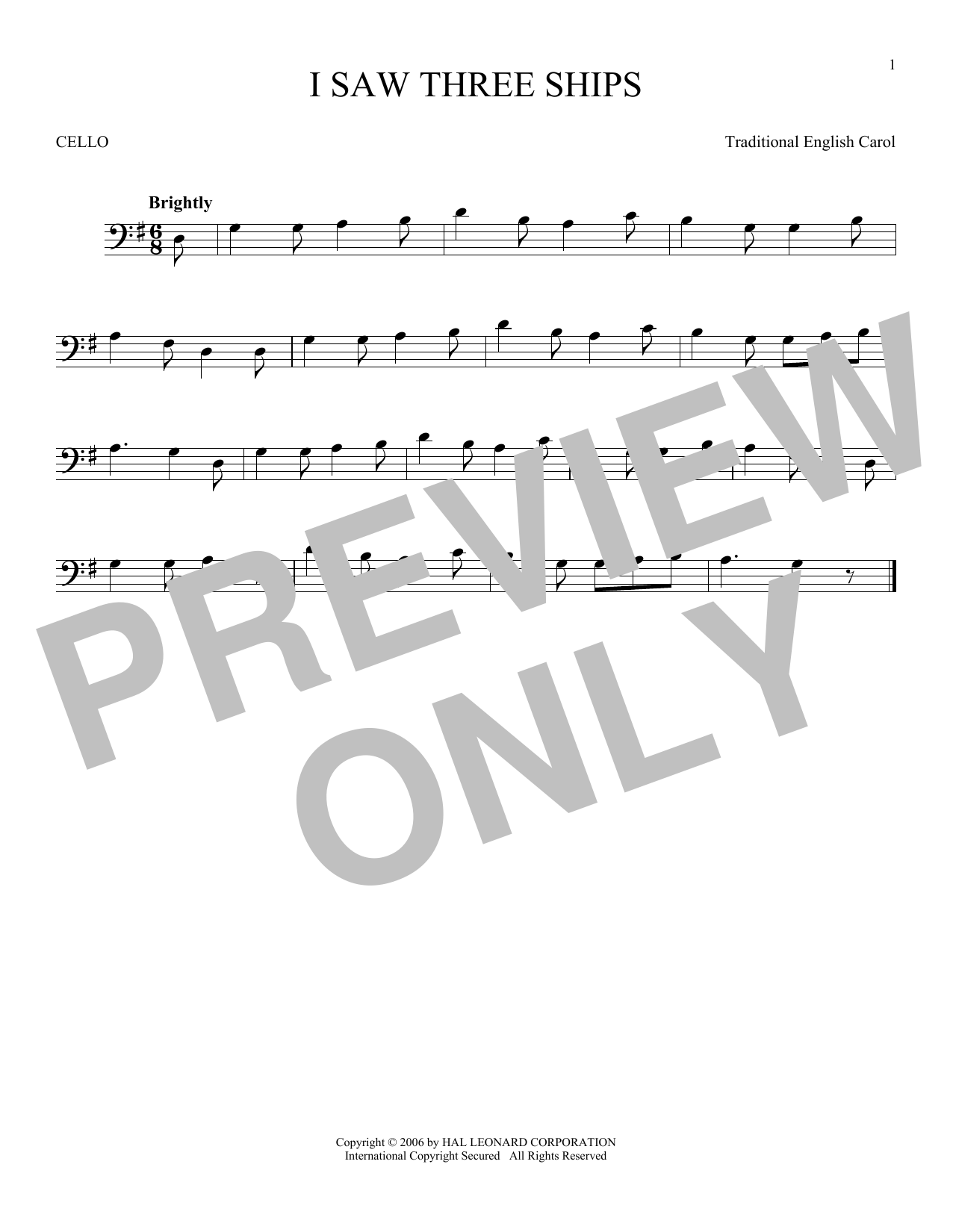 Produktgalerie: Seite 1 von 1 I Saw Three Ships, Traditional English Carol, Violoncello