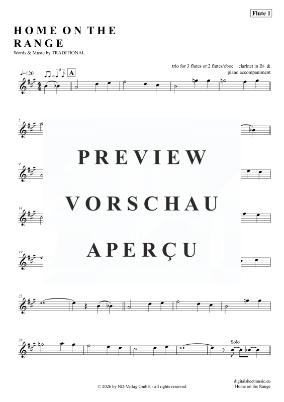 gallery: Home On The Range, American Folk Song, (Flöten Trio + Klavier)