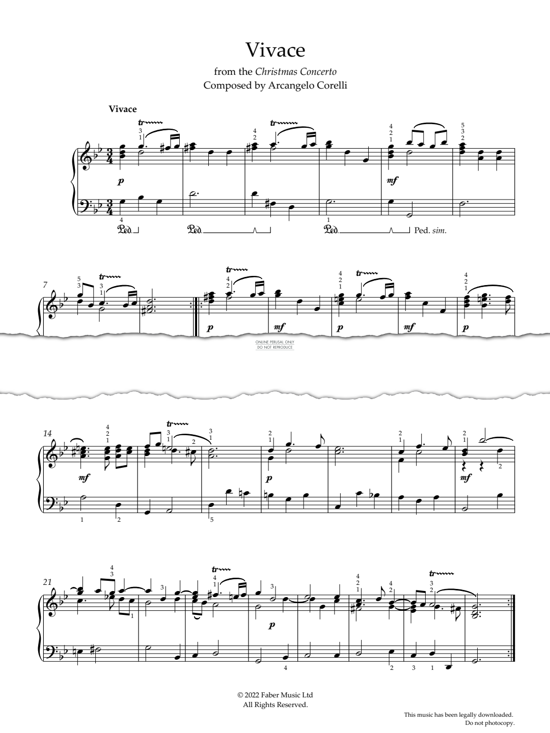Produktgalerie: Seite 1 von 1 Weihnachtskonzert: IV. Vivace (Op. 6 No.8), Arcangelo Corelli, Klavier