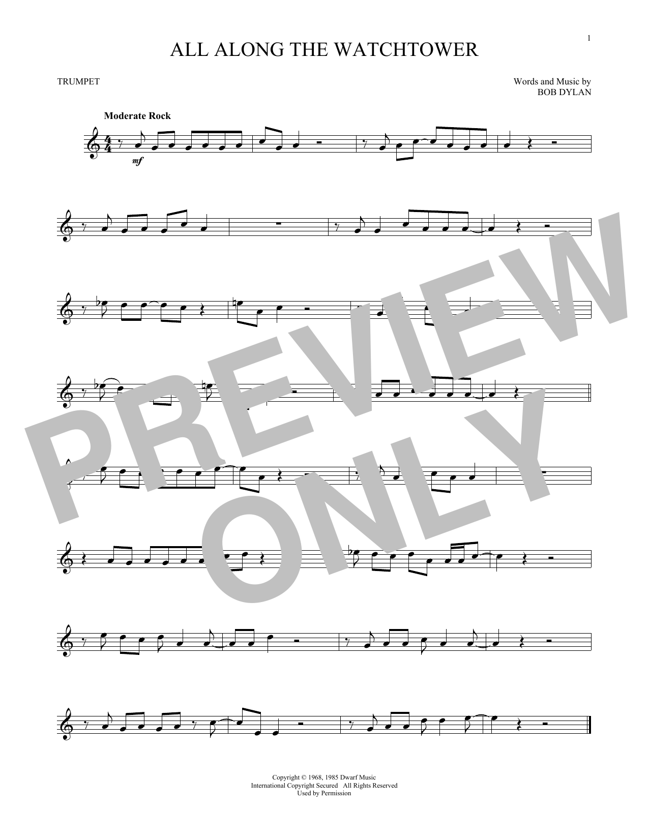 Produktgalerie: Seite 1 von 1 All Along The Watchtower, Bob Dylan, Trompete