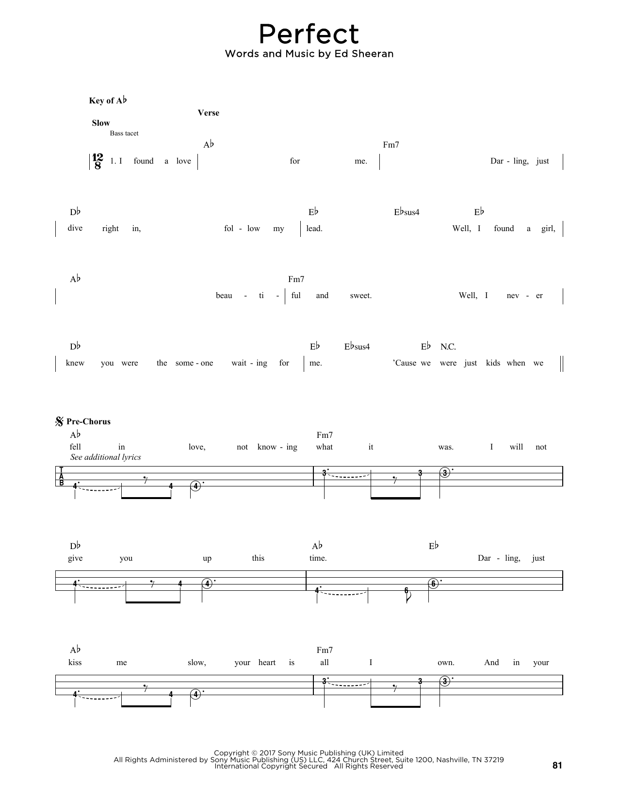 Produktgalerie: Seite 1 von 1 Perfect, Ed Sheeran, E-Bass, Gitarre