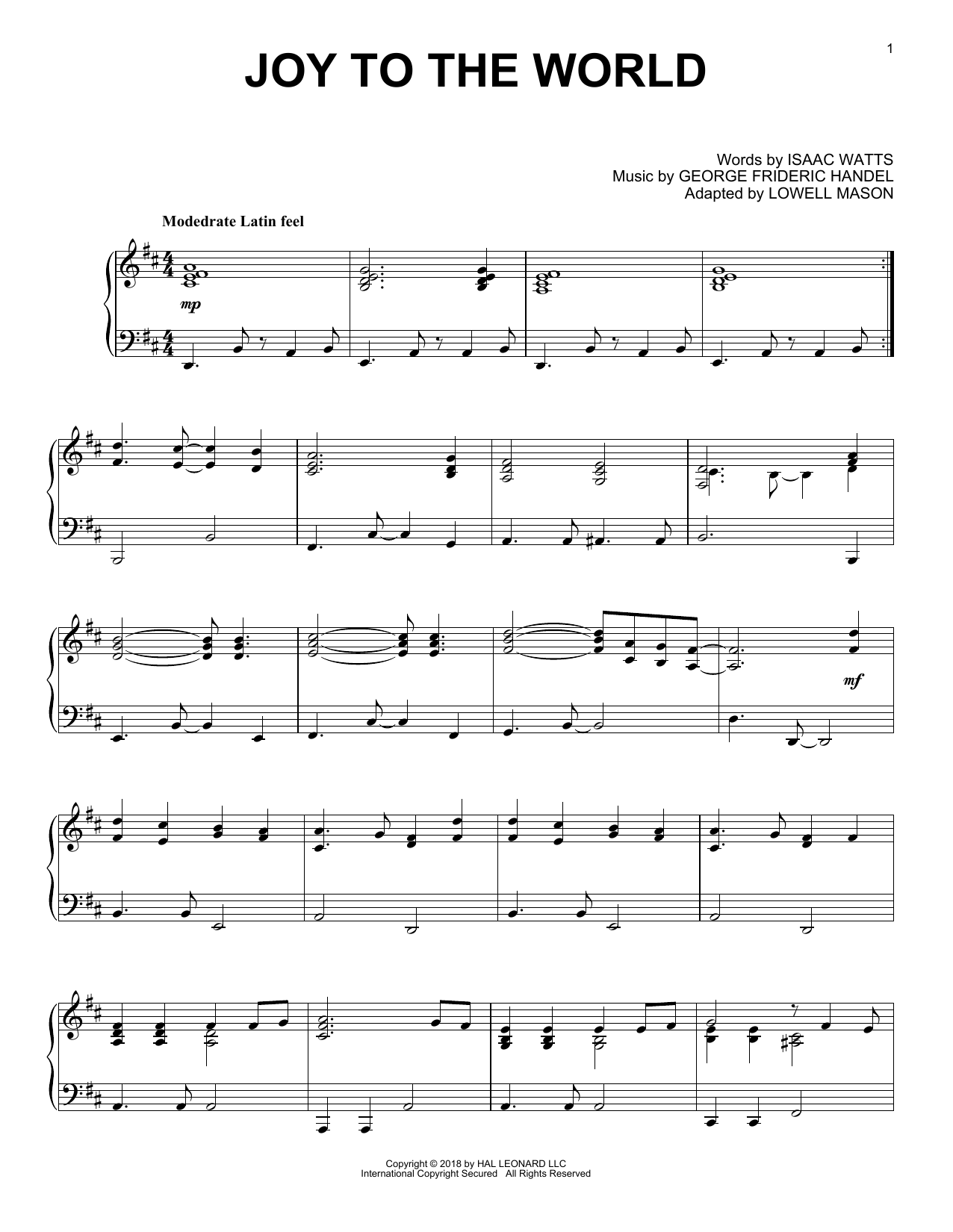 Product gallery: Page 1 of 1 Joy To The World [Jazz version], George Frideric Handel
