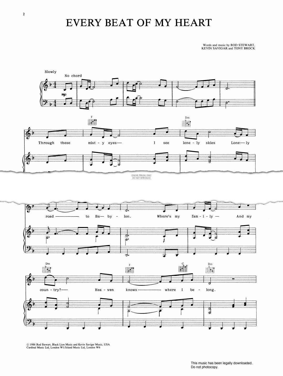 Produktgalerie: Seite 1 von 1 Every Beat Of My Heart, Rod Stewart, Gesang, Gitarre, Klavier