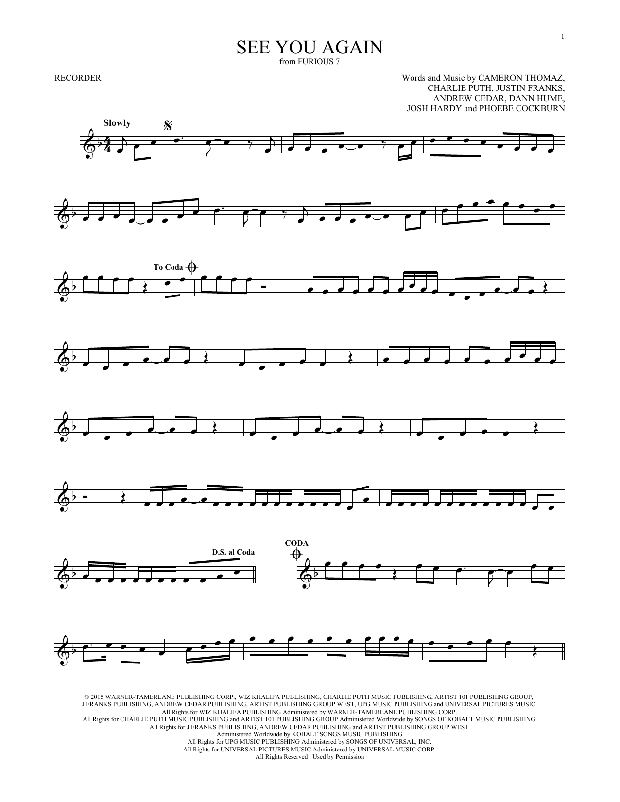 Product gallery: Page 1 of 1 See You Again (feat. Charlie Puth), Wiz Khalifa