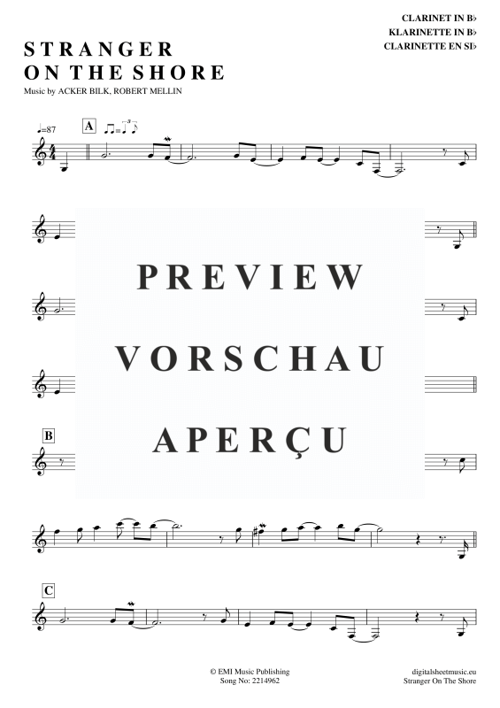 Product gallery: Page 2 of 3 Stranger On The Shore , Bilk, Acker, Clarinet in B-flat