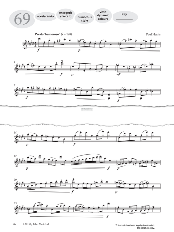 Product gallery: Page 1 of 1 Study No.69 'Presto' (from 'More Graded Studies For Flute Book Two'), Paul Harris