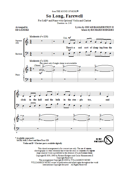 Produktbild zu: So Long, Farewell (from The Sound Of Music)