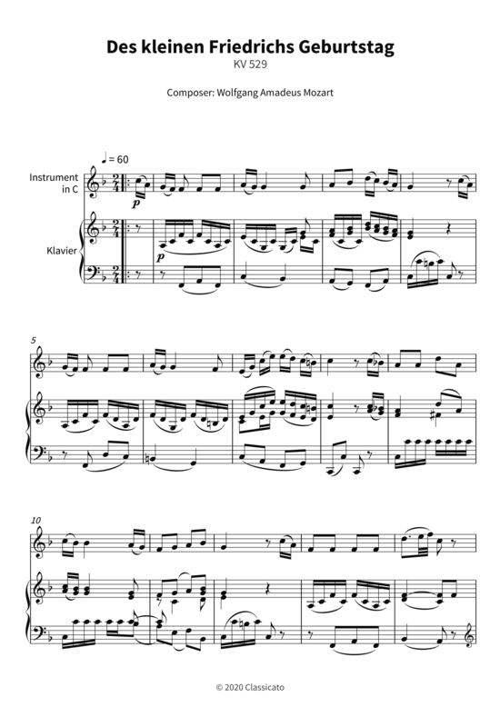 Produktbild zu: Des kleinen Friedrichs Geburtstag - KV 529 Wolfgang Amadeus Mozart