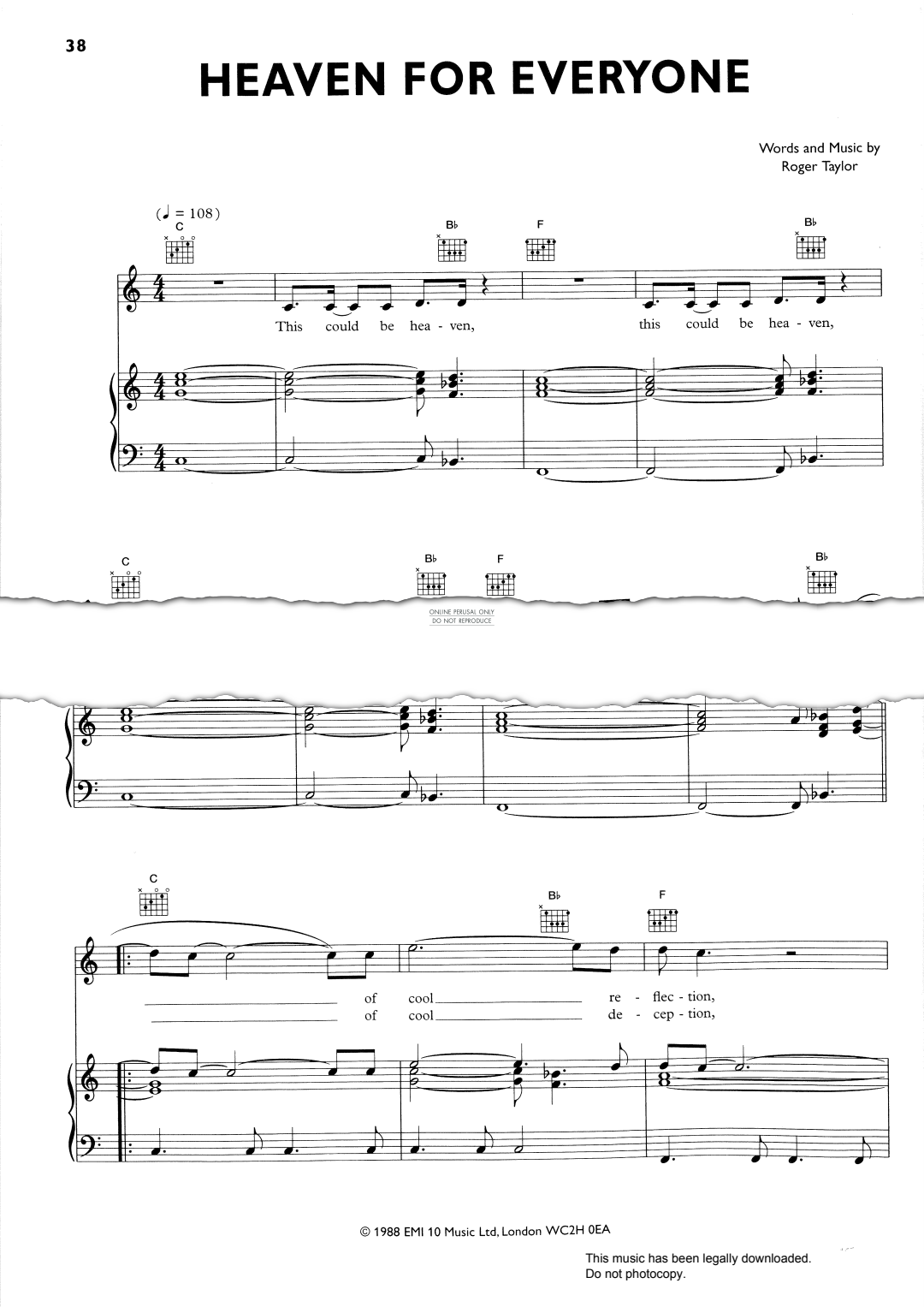Produktgalerie: Seite 1 von 1 Heaven For Everyone, Queen, Gesang, Gitarre, Klavier