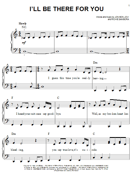 Produktgalerie: Seite 1 von 1 I'll Be There For You, Bon Jovi, Klavier