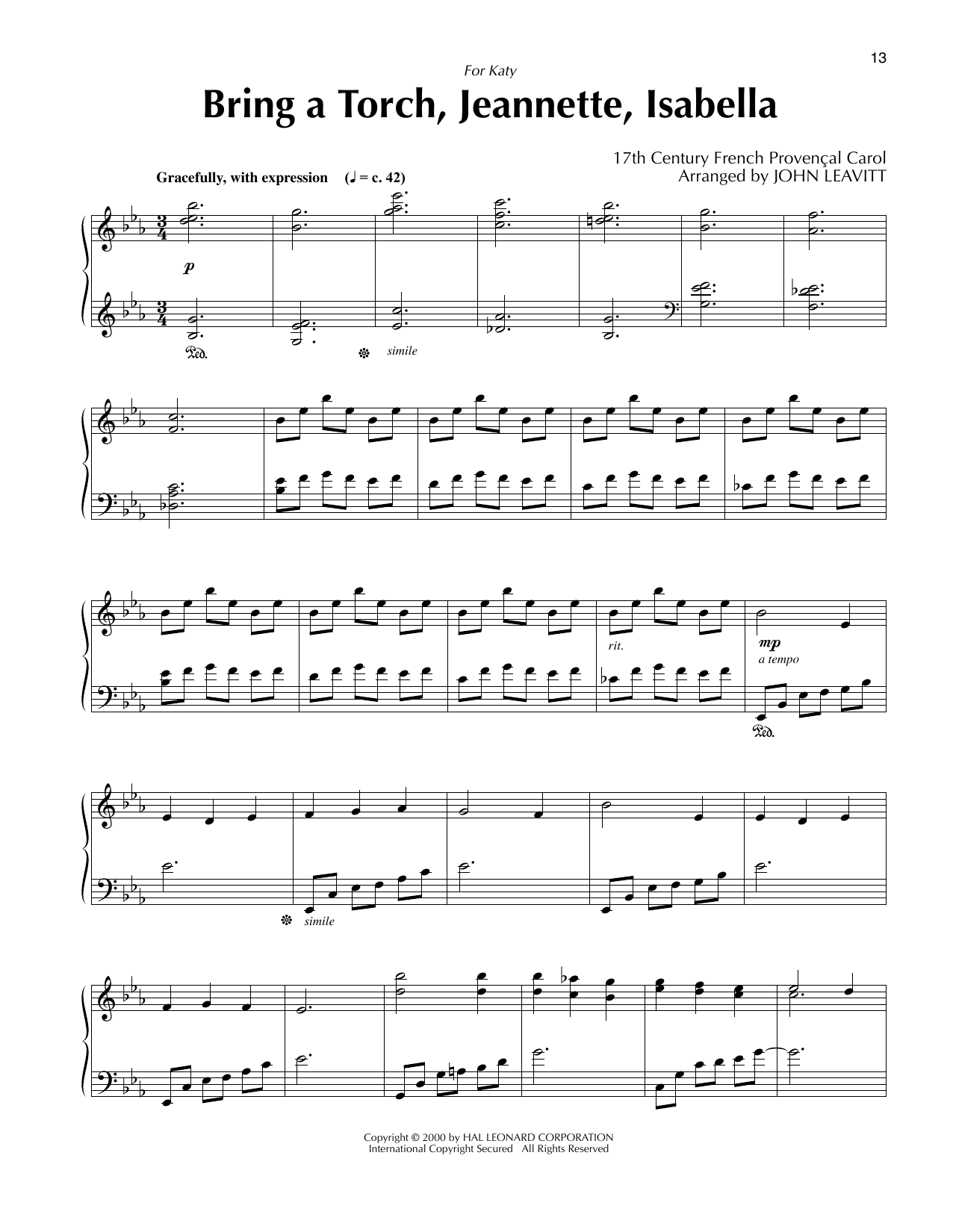 Product picture to: Bring A Torch, Jeannette, Isabella (arr. John Leavitt)