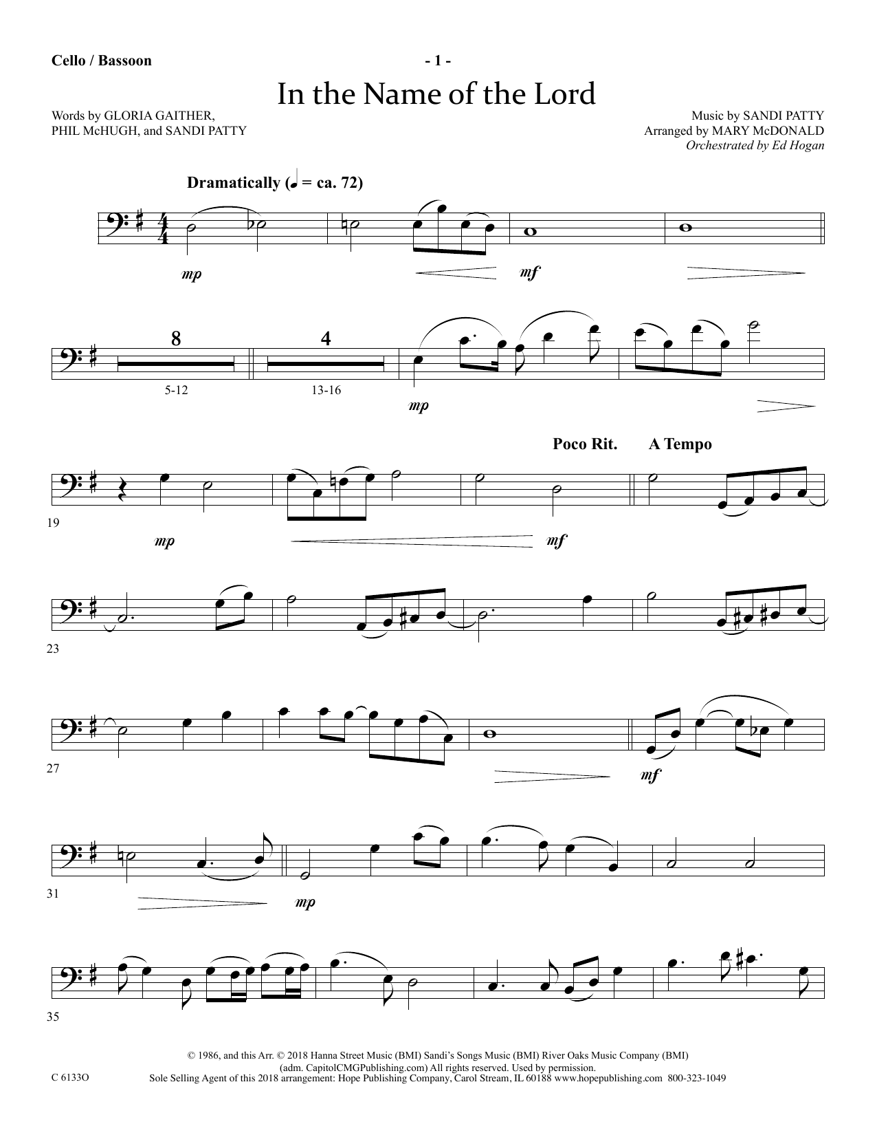 Product picture to: In The Name Of The Lord - Cello/Bassoon