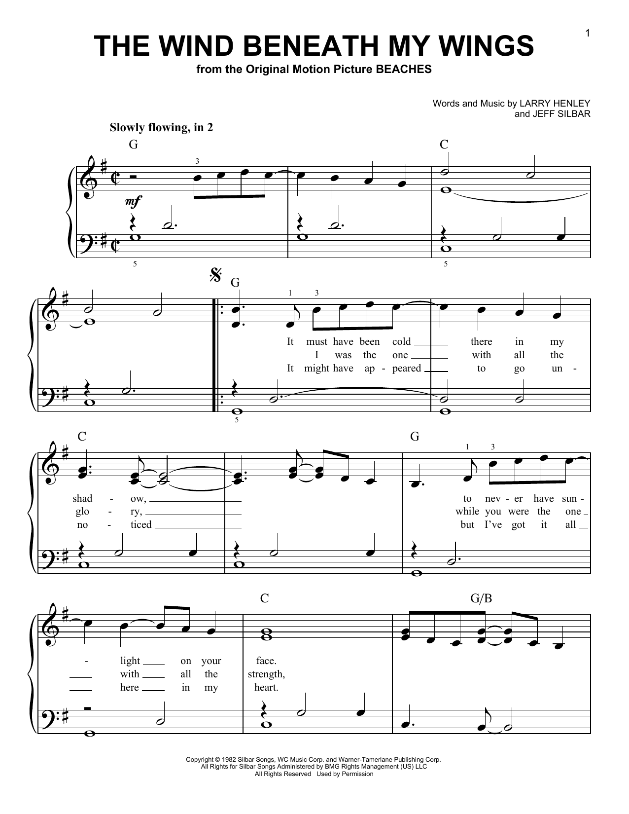 Produktgalerie: Seite 1 von 1 The Wind Beneath My Wings, Bette Midler, Klavier