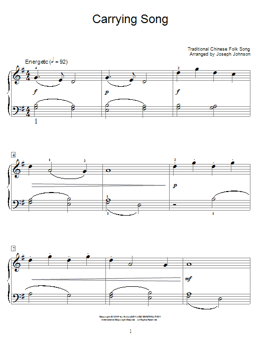 Produktbild zu: Carrying Song (arr. Joseph Johnson)