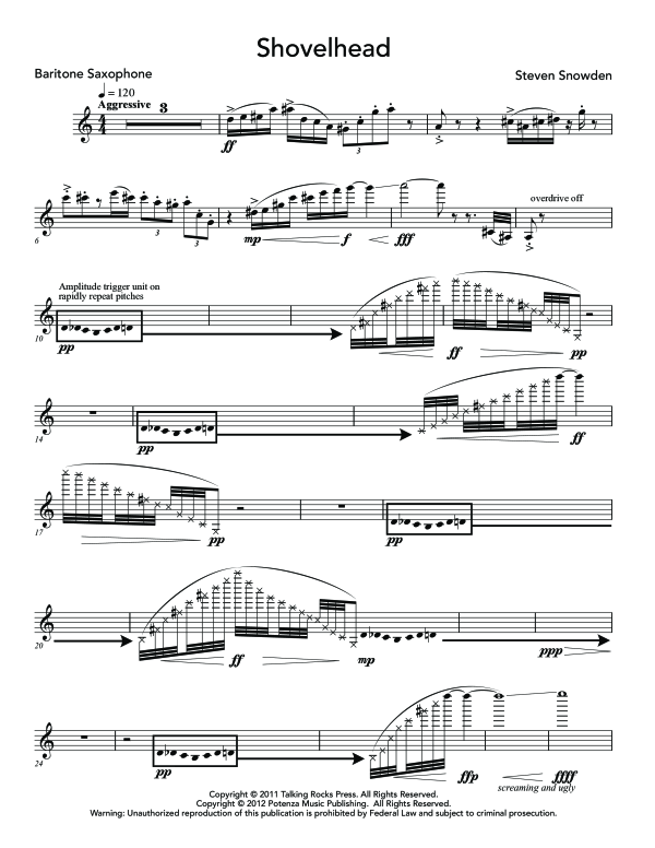 Product gallery: Page 1 of 11 Shovelhead, , (Baritone saxophone solo and electronics)