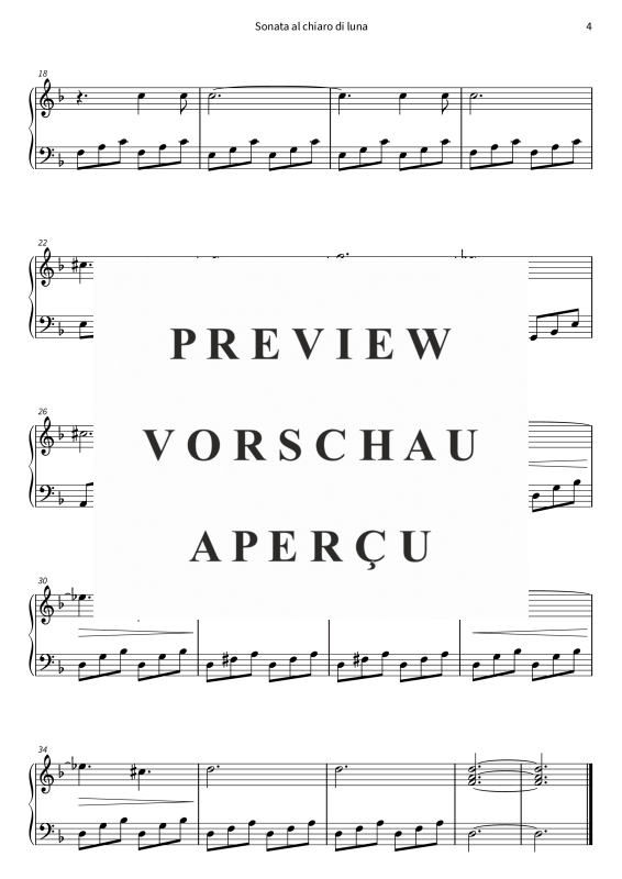 gallery: Sonata al chiaro di luna - Edizione semplificata per principianti al pianoforte, , Klavier Solo