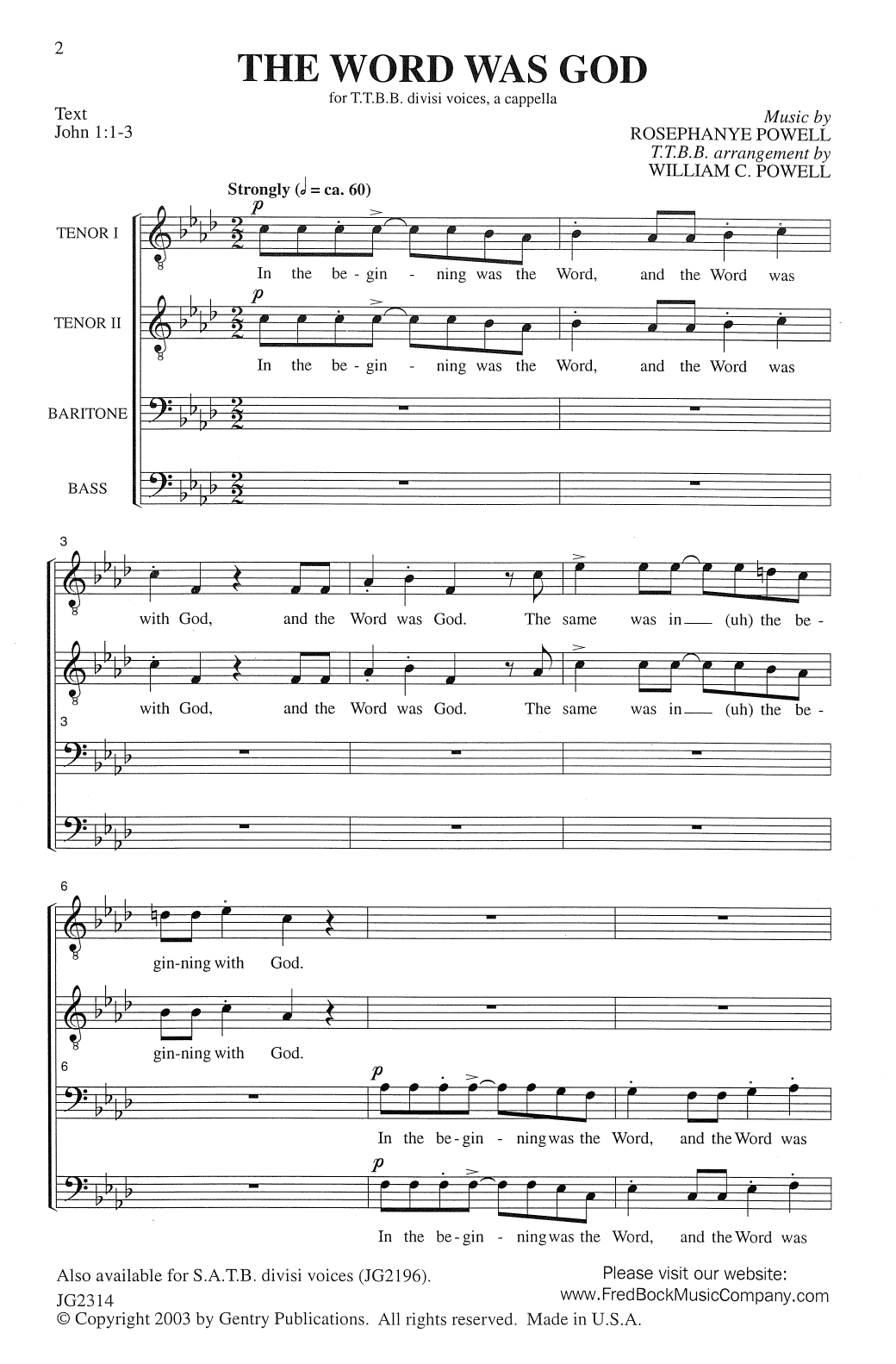 Product picture to: The Word Was God (arr. William Powell)