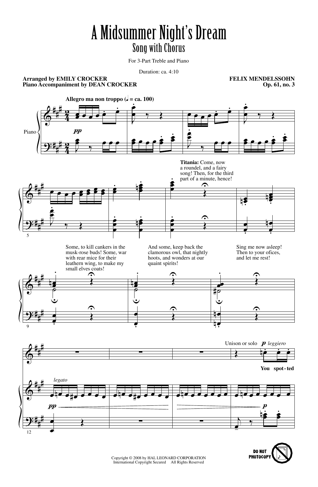 Produktbild zu: A Midsummer Night's Dream Overture, Excerpt