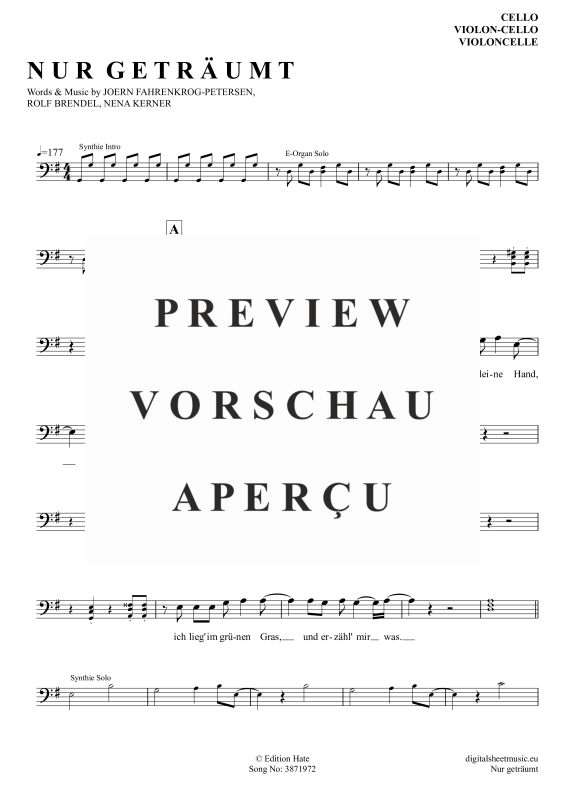 gallery: Nur geträumt, Nena, Violoncello