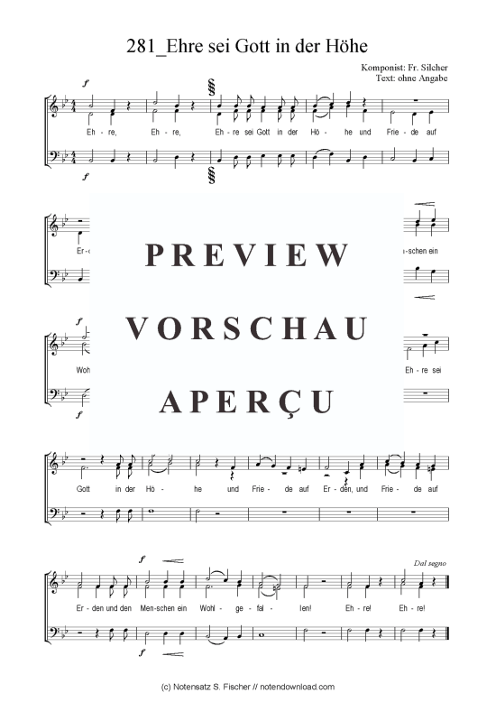 Product picture to: Ehre sei Gott in der Höhe Friedrich Silcher