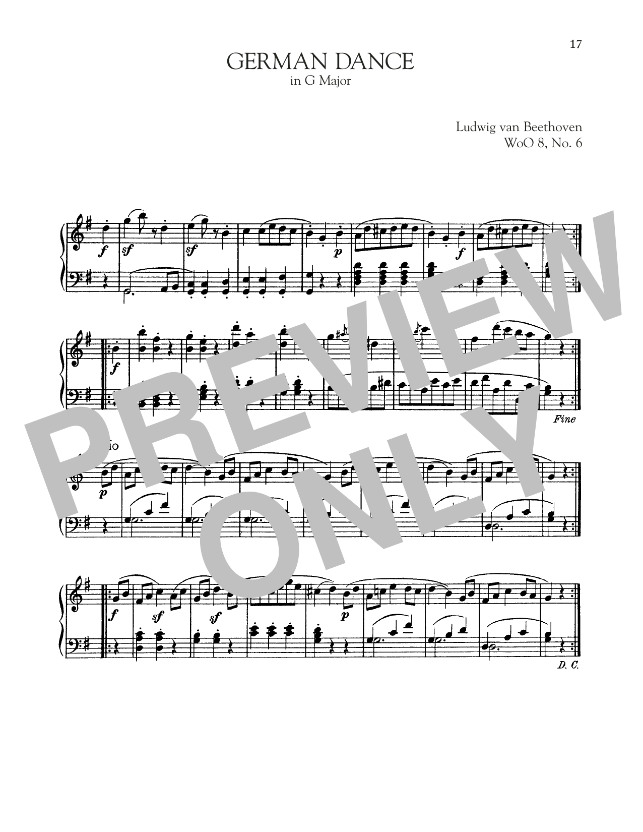 Product gallery: Page 1 of 1 German Dance In G Major, WoO 8, No. 6, Ludwig Van Beethoven