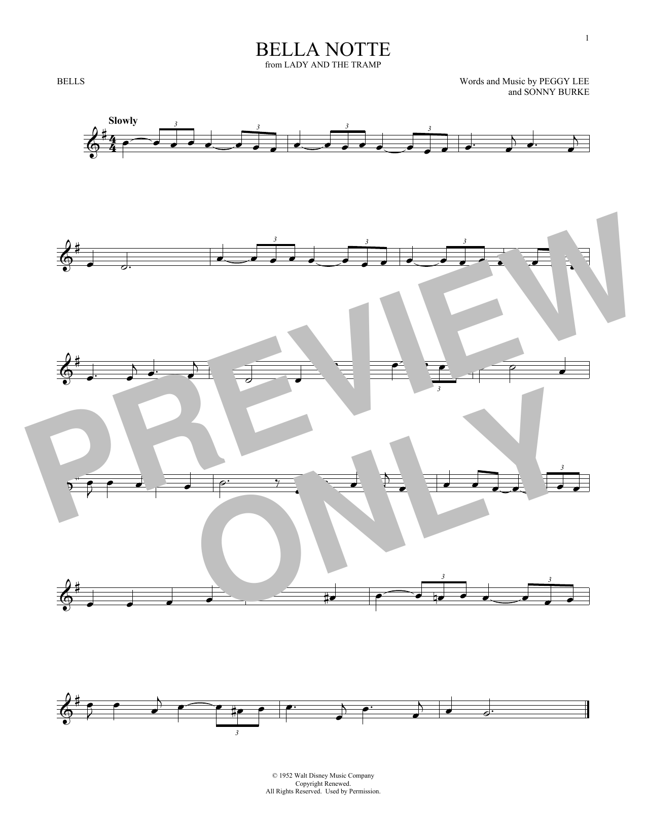 Produktgalerie: Seite 1 von 1 Bella Notte (This Is The Night) (from Lady And The Tramp), Peggy Lee, Percussion