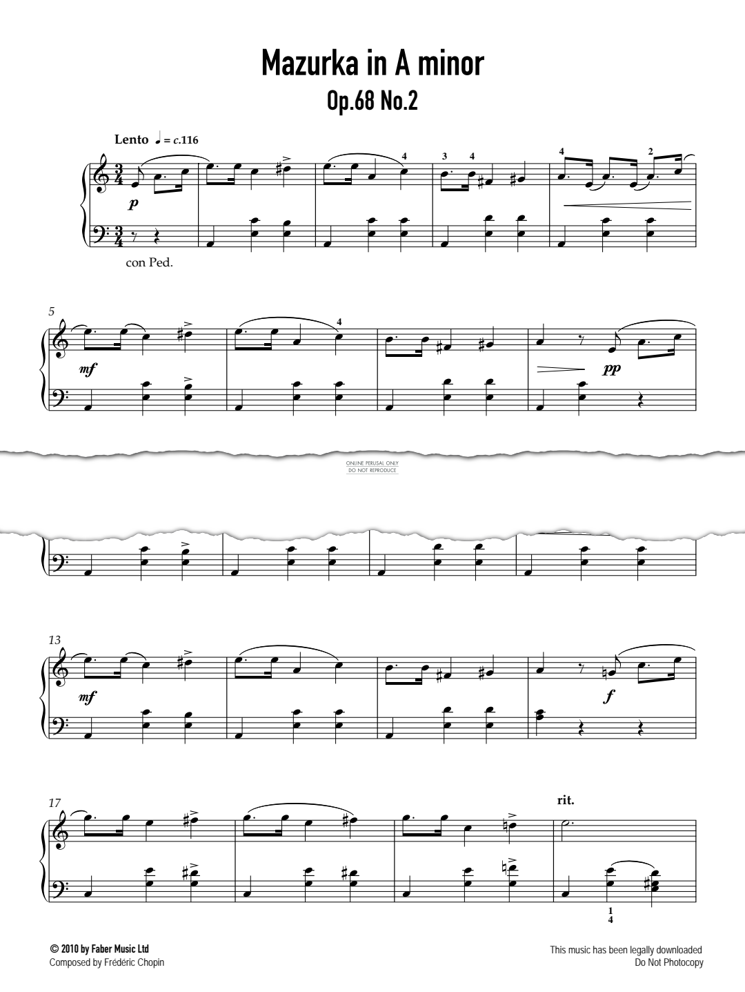 Product gallery: Page 1 of 1 Mazurka in A Minor Op.68 No.2, Frederic Chopin