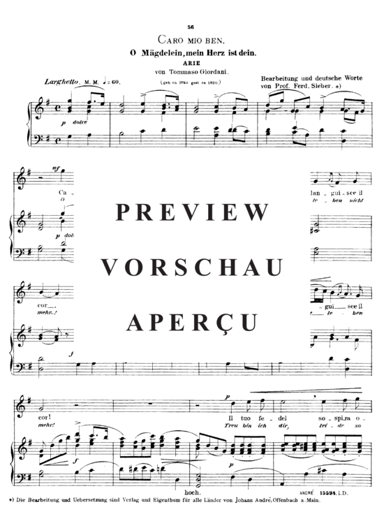 Product gallery: Page 2 of 3 Caro mio ben, Sieber Ferdinand, High Voice and Piano