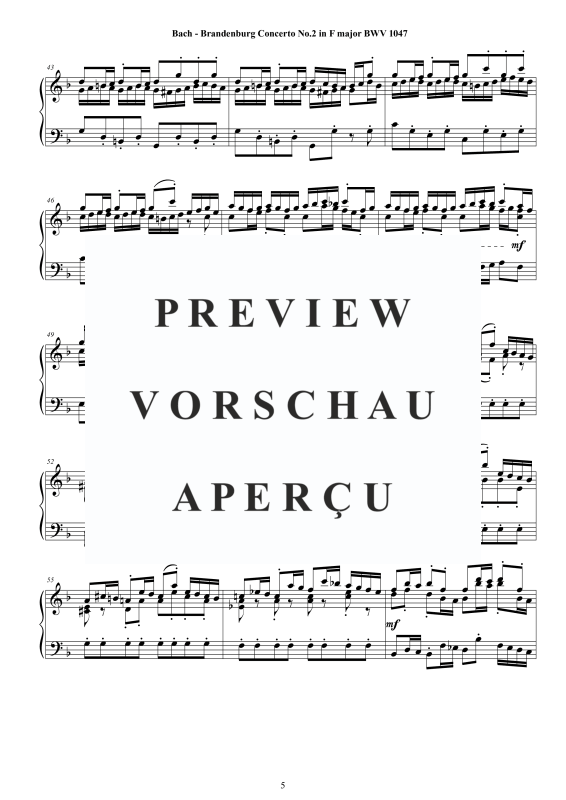 Product gallery: Page 6 of 11 Brandenburg Concerto No. 2 in F major BWV 1047, , Solo Piano