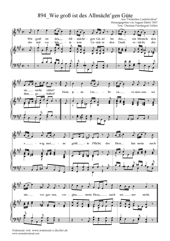 Product picture to: Wie groß ist des Allmächt?gen Güte Text: Christian Fürchtegott Gellert