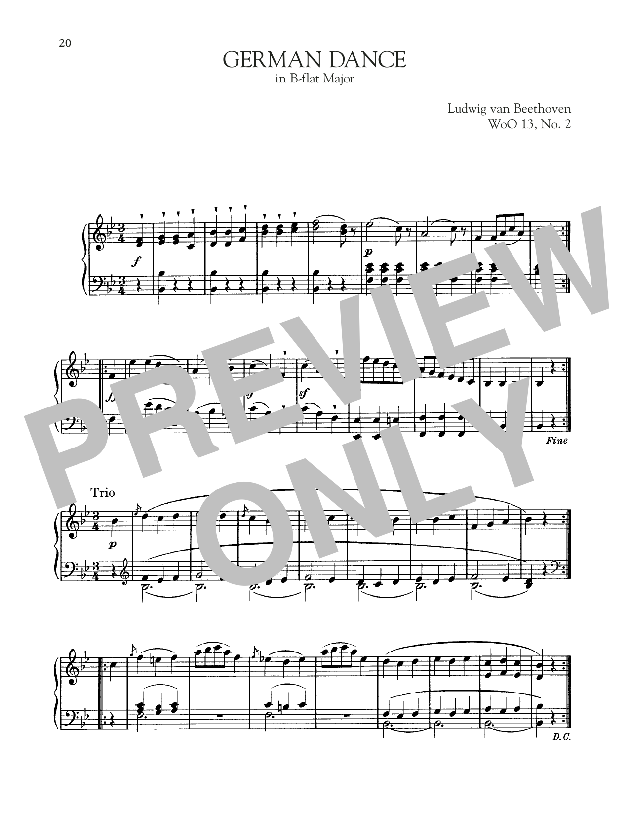 Product gallery: Page 1 of 1 German Dance In B-Flat Major, WoO 13, No. 2, Ludwig Van Beethoven