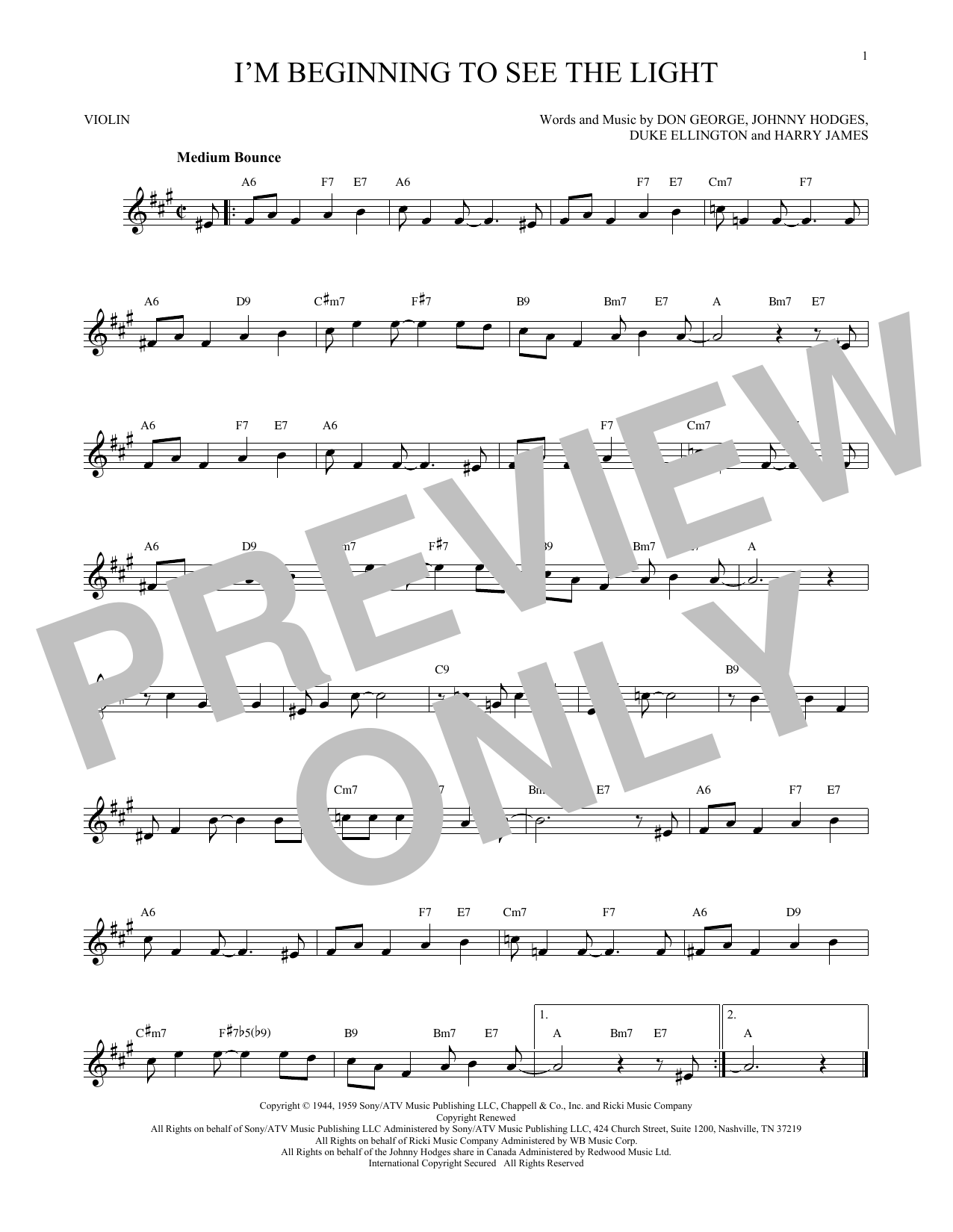 Product gallery: Page 1 of 1 I'm Beginning To See The Light, Duke Ellington