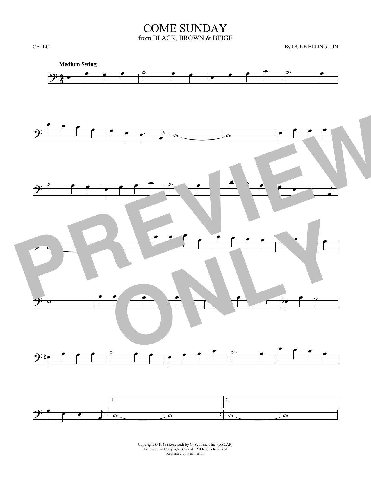 Produktgalerie: Seite 1 von 1 Come Sunday, Duke Ellington, Violoncello