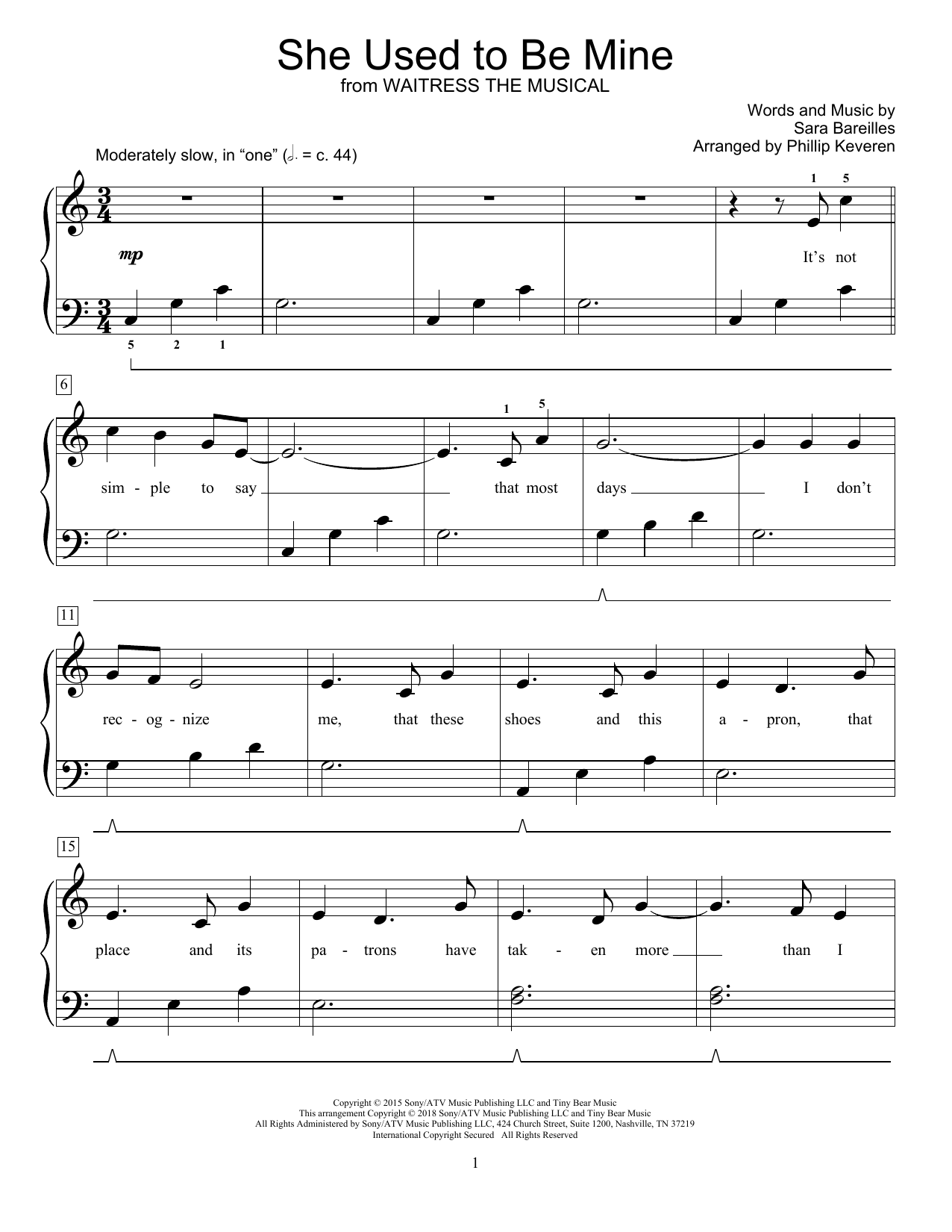 Produktbild zu: She Used To Be Mine (from Waitress) (arr. Phillip Keveren)