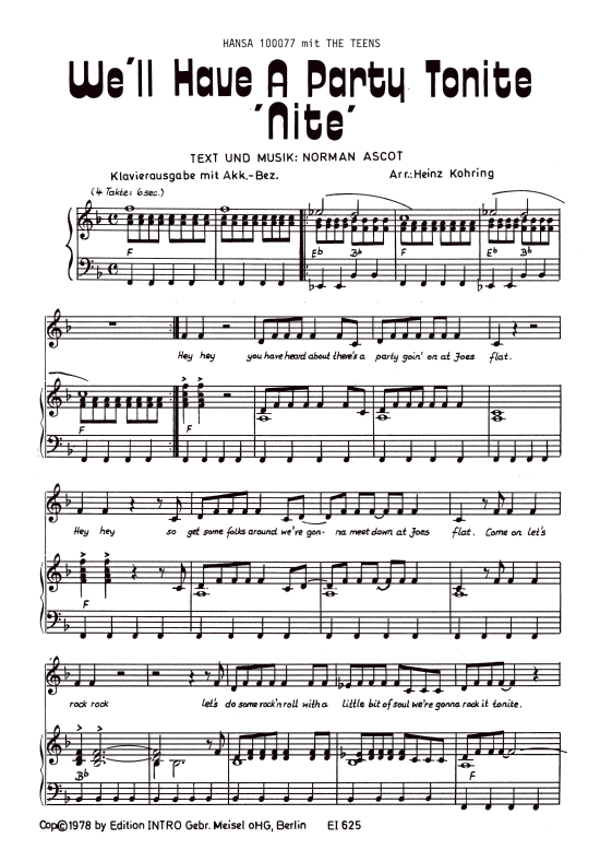 Produktbild zu: We´ll Have A Party Tonite NiteThe Teens