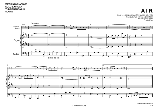 Product picture to: Air Johann Sebastian Bach (arr. WO)