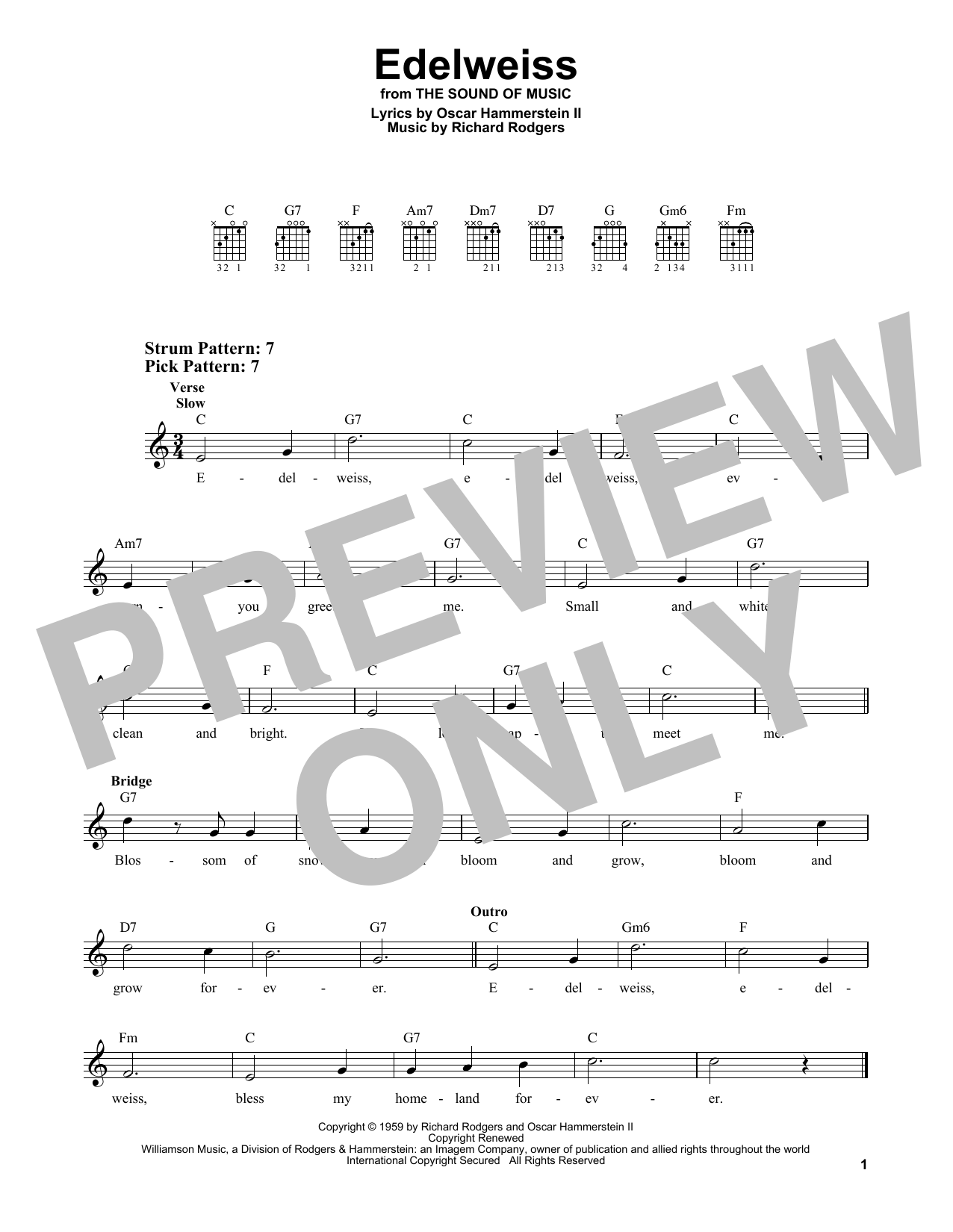 Produktgalerie: Seite 1 von 1 Edelweiss (from The Sound of Music), Rodgers & Hammerstein, Gitarre