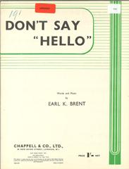 cover: Don't Say Hello, Earl Brent