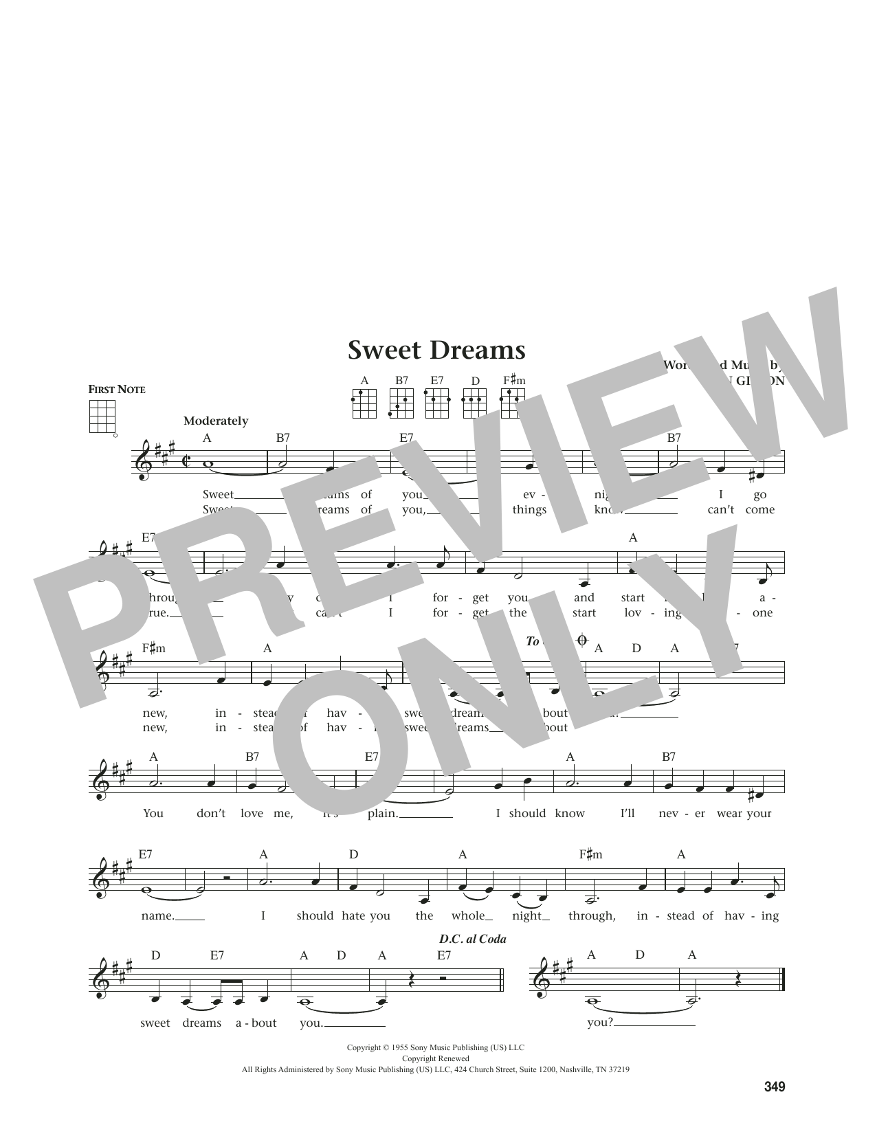 Produktgalerie: Seite 1 von 1 Sweet Dreams (from The Daily Ukulele) (arr. Jim Beloff), Patsy Cline, Ukulele