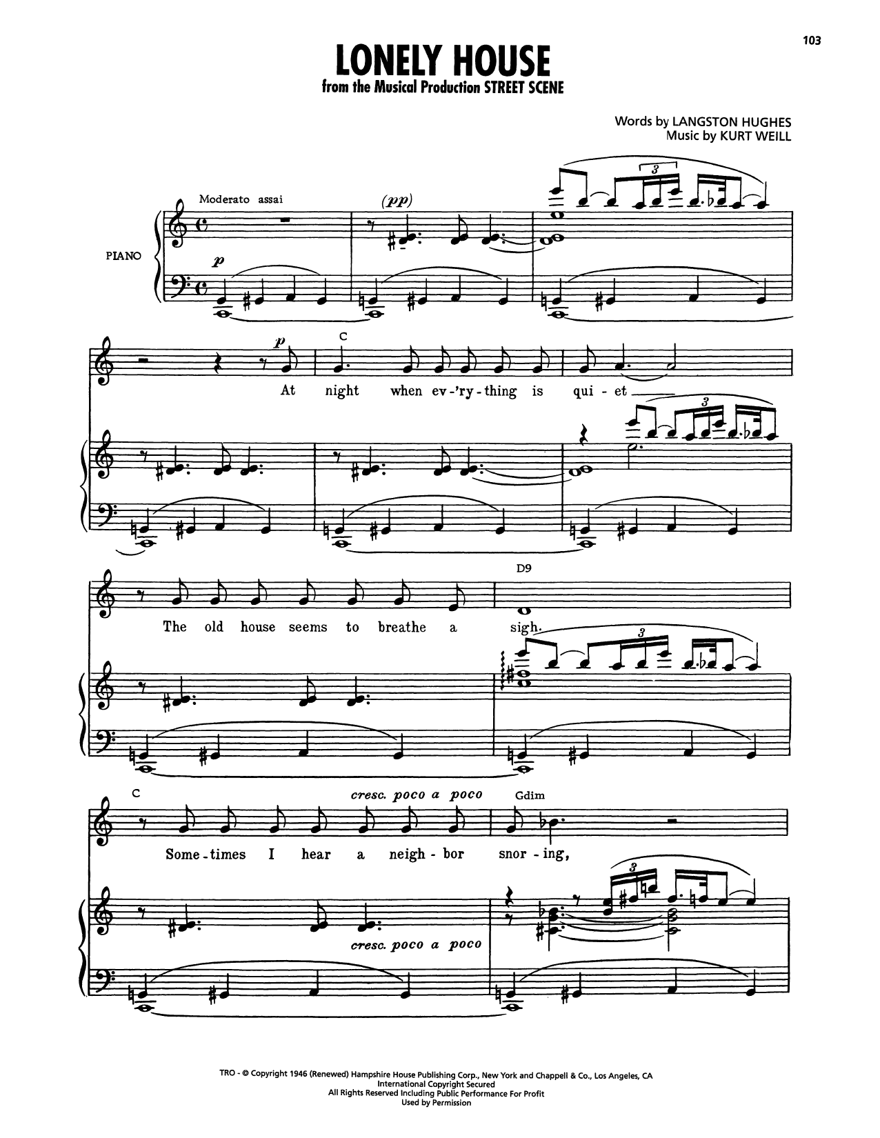 Produktgalerie: Seite 1 von 1 Lonely House (from Street Scene), Langston Hughes, Gesang, Gitarre, Klavier